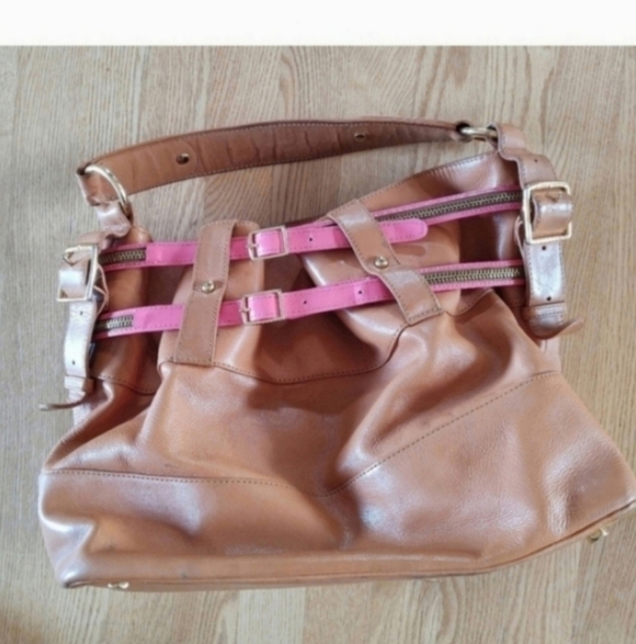 🍂🍁RARE Rebecca minkoff Devote tan pink leather tote purse - Picture 5 of 10
